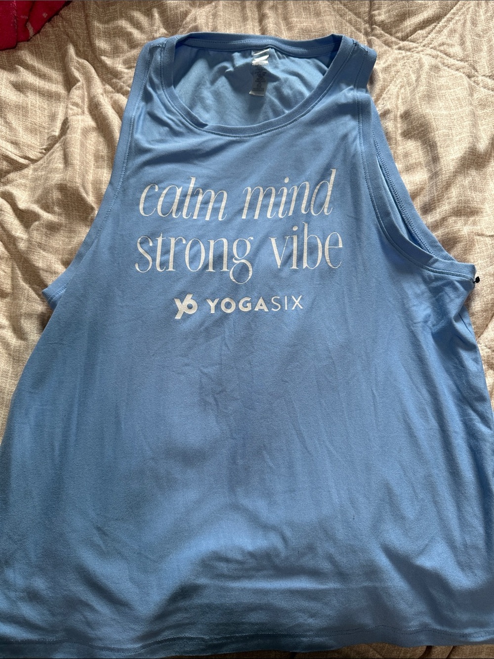 Beyond Yoga Light Blue 'Calm Mind Strong Vibe' Tank